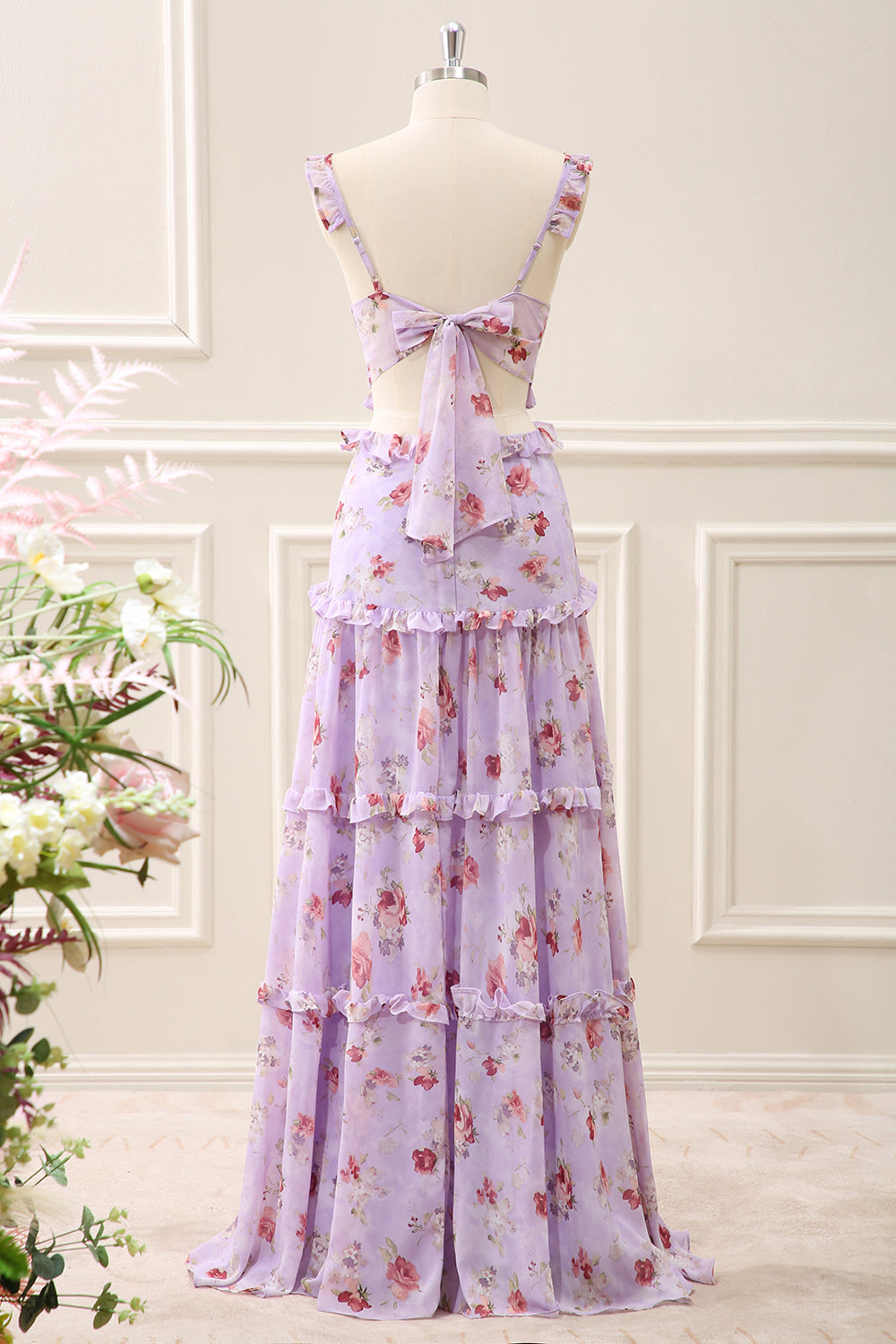 grey purple wedding dress Lavender Plunging-V Beaded Straps Lace Embroidery Wedding Dress