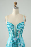 Sparkly Green Corset Tight Homecoming Dress with Lace-up Back