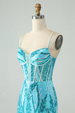 Sparkly Green Corset Tight Homecoming Dress with Lace-up Back
