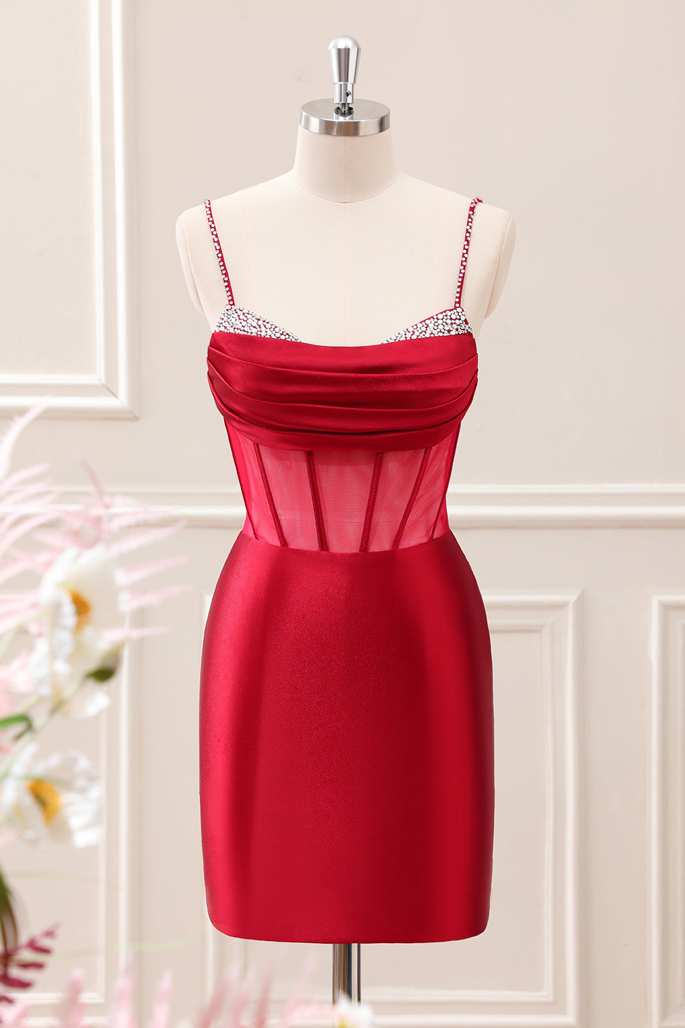 Berylove Women Glitter Dark Red Mini Dress Beaded Corset Spaghetti Straps Tight Homecoming Dress Berylove Women Glitter Dark Red Mini Dress Beaded Corset Spaghetti Straps Tight Homecoming Dress