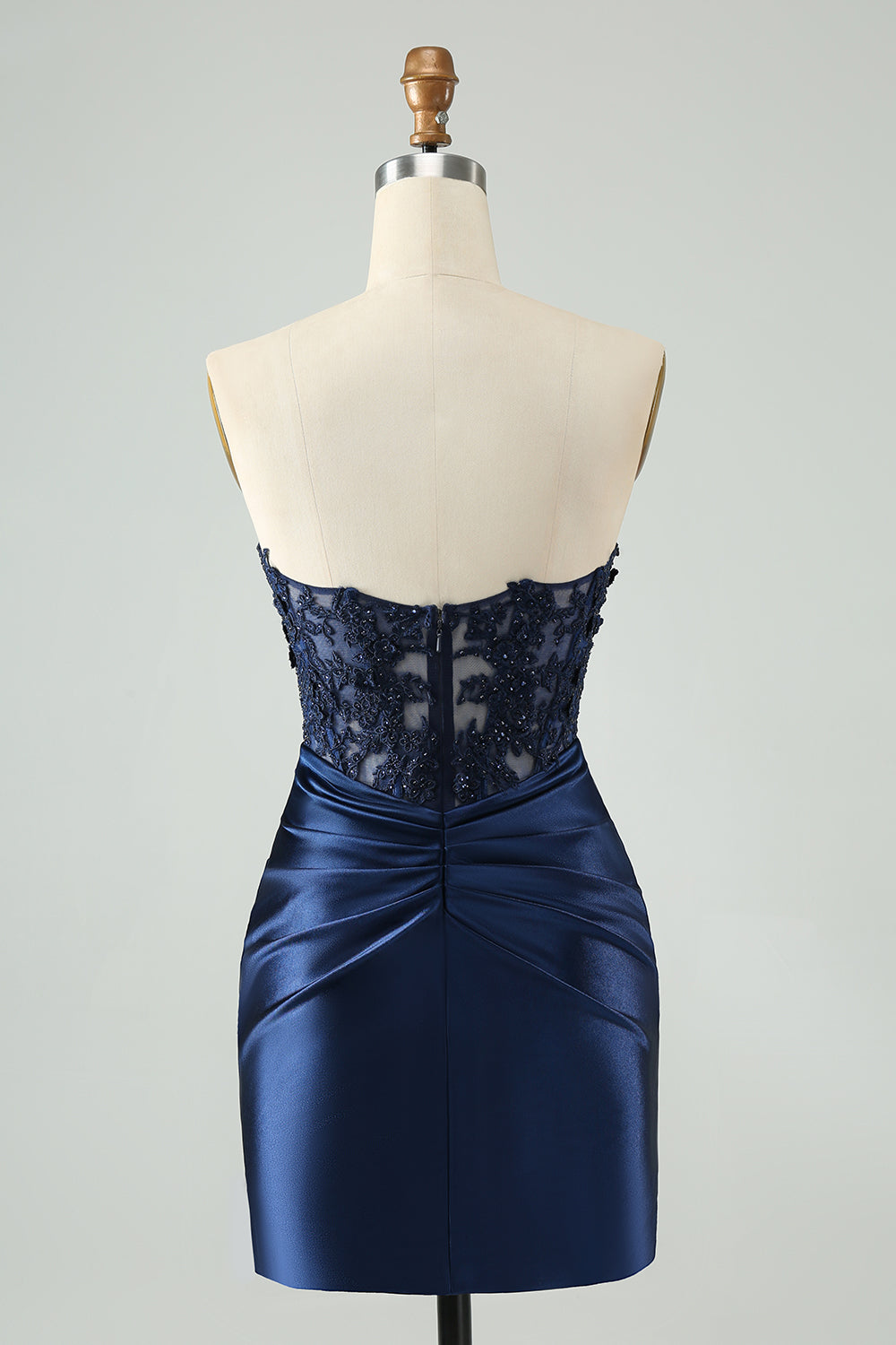 Berylove Women Sparkly Royal Blue Homecoming Dress with Lace Strapless Bodycon Ruched Mini Cocktail Dress with Slit, Navy / custom Berylove Women Sparkly Royal Blue Homecoming Dress with Lace Strapless Bodycon Ruched Mini Cocktail Dress with Slit, Navy / custom
