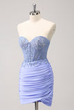 Fuchsia Sweetheart Corset Tight Homecoming Dress with Beading