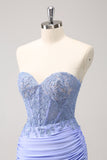 Fuchsia Sweetheart Corset Tight Homecoming Dress with Beading