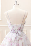Lilac A-Line Floral Prints Ruffled Tiered Mini Dress