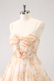 Lilac A-Line Floral Prints Ruffled Tiered Mini Dress