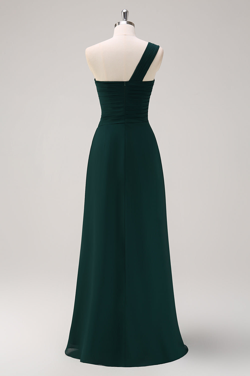 Berylove Women Dark Green One Shoulder Bridesmaid Dress with Slit Ruched A Line Maxi Wedding Guest Dress Berylove Women Dark Green One Shoulder Bridesmaid Dress with Slit Ruched A Line Maxi Wedding Guest Dress