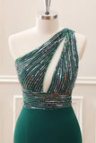 Dark Green One Shoulder Sequined Bodycon Mini Dress