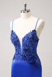 Sparkly Royal Blue Sequin Tight Mini Dress With Lace Up Back