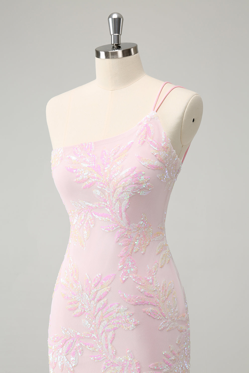 Berylove Women Glitter Pink Tight Homecoming Dress One Shoulder Sequined Embroidery Mini Party Dress Berylove Women Glitter Pink Tight Homecoming Dress One Shoulder Sequined Embroidery Mini Party Dress
