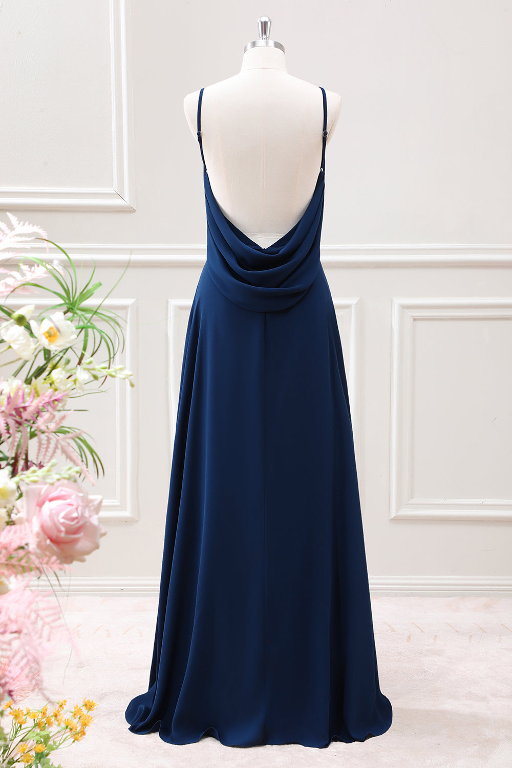 Berylove Women A Line Navy Backless Maxi Dress Sleeveless Wedding Guest Dress, Navy / US14 Berylove Women A Line Navy Backless Maxi Dress Sleeveless Wedding Guest Dress, Navy / US14