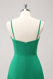 Elegant Green A Line Spaghetti Straps Tea Length Dress