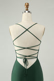 Glitter Dark Green Tight V Neck Beaded Mini Dress