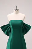 Dark Green Strapless A Line Mini Dress with Bow