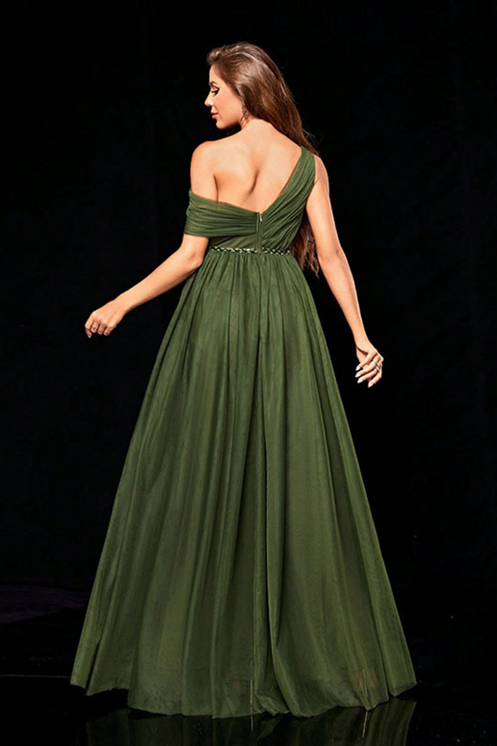 Army green long dress discount