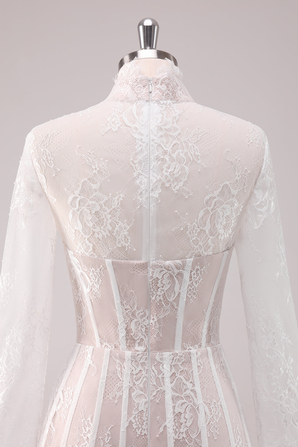 Berylove Women Delicate White Homecoming Dress Lace Corset Mini Dress with Long Sleeves, White / US10 Berylove Women Delicate White Homecoming Dress Lace Corset Mini Dress with Long Sleeves, White / US10