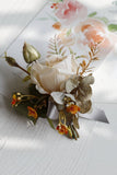 Romantic Apricot Wrist Corsage and Boutonniere Set for Wedding