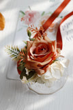 Romantic Apricot Wrist Corsage and Boutonniere Set for Wedding