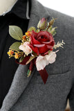 Romantic Apricot Wrist Corsage and Boutonniere Set for Wedding