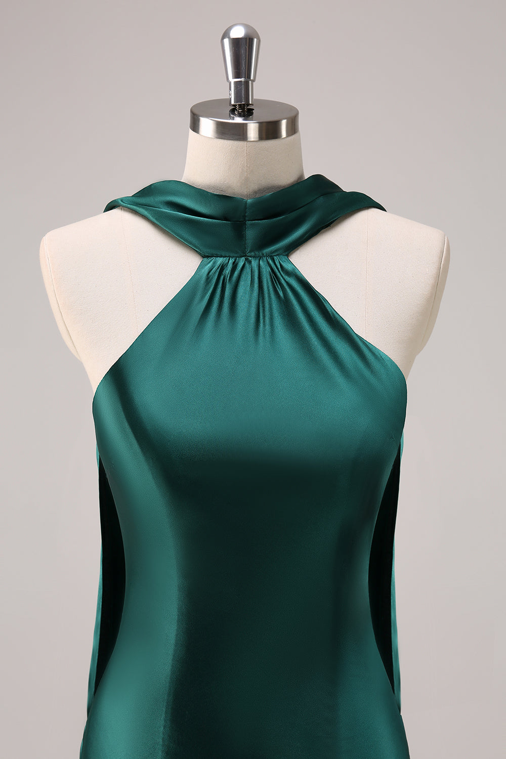 Berylove Women Dark Green Wedding Guest Dress Satin Mermaid Halter Maxi Dress Berylove Women Dark Green Wedding Guest Dress Satin Mermaid Halter Maxi Dress