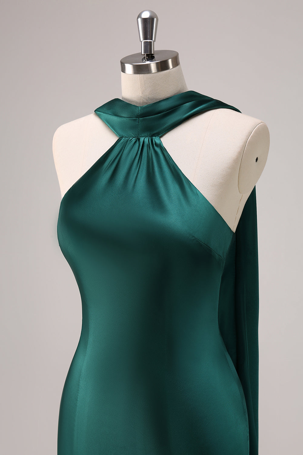 Berylove Women Dark Green Wedding Guest Dress Satin Mermaid Halter Maxi Dress Berylove Women Dark Green Wedding Guest Dress Satin Mermaid Halter Maxi Dress