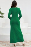 Red Mermaid Scoop Neck Maxi Wedding Guest Dress with Long Sleeves