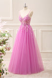 Royal Blue Corset Sequined A Line Tulle Maxi Dress with Appliques