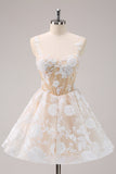 Light Blue A Line Corset Homecoming Dress with Sequins