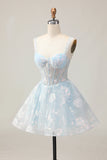 Floral Fuchsia Sequined Corset Homecoming Dress