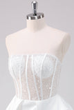 Sparkly White A-Line Strapless Mini Dress
