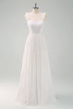 Bohemian White A Line Maxi Dress with Ruffles