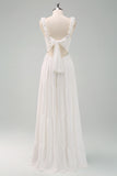 Bohemian White A Line Maxi Dress with Ruffles