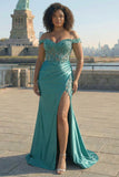 Dark Green Off The Shoulder Mermaid Plus Size Prom Dress