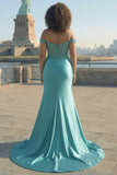 Dark Green Off The Shoulder Mermaid Plus Size Prom Dress