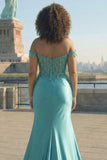 Dark Green Off The Shoulder Mermaid Plus Size Prom Dress