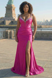 Sparkly Corset Fuchsia Mermaid Plus Size Prom Dress