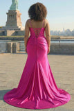 Sparkly Corset Fuchsia Mermaid Plus Size Prom Dress