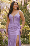 Sparkly Corset Fuchsia Mermaid Plus Size Prom Dress