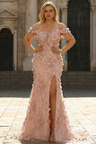 Blush Plus Size Off the Shoulder Mermaid Appliqued Prom Dress