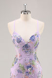 Sparkly Lilac Mermaid Appliqued Prom Dress with Sequins