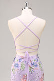 Sparkly Lilac Mermaid Appliqued Prom Dress with Sequins