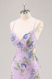 Sparkly Lilac Mermaid Appliqued Prom Dress with Sequins