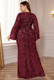Glitter Black A Line V Neck Plus Size Maxi Wedding Guest Dress