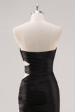 Mermaid Strapless Black Tie Dress with Beading