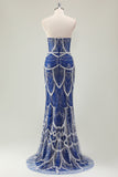 Luxury Dark Green Beading Strapless Mermaid Prom Dress