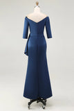 Navy Mermaid Off the Shoulder Mother of The Bride Dress
