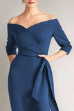 Navy Mermaid Off the Shoulder Mother of The Bride Dress