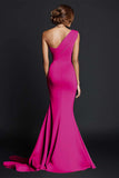 One Shoulder Mermaid Khaki Formal Dress