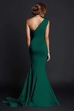 One Shoulder Mermaid Khaki Formal Dress