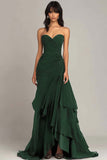 Dark Brown Mermaid Sweetheart Ruched Maxi Formal Dress