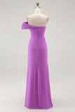 Purple Off the Shoulder Mermaid Long Formal Dress with Slit